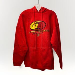 VTG Y2K SIGNED AUTOGRAPHED DONNY SCHATZ Racing Red Hoodie Sweatshirt #15 Sz L
